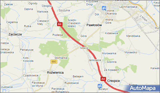 mapa Mokra gmina Roźwienica, Mokra gmina Roźwienica na mapie Targeo