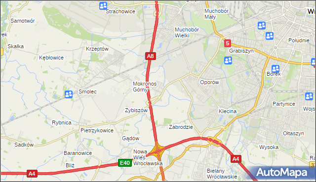 mapa Mokronos Dolny, Mokronos Dolny na mapie Targeo