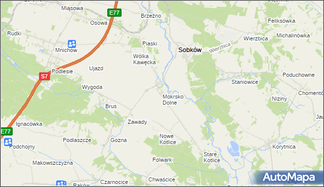 mapa Mokrsko Dolne, Mokrsko Dolne na mapie Targeo