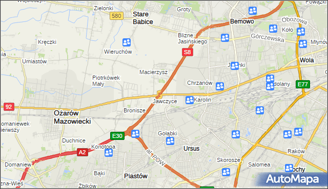 mapa Mory gmina Ożarów Mazowiecki, Mory gmina Ożarów Mazowiecki na mapie Targeo