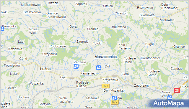 mapa Moszczenica powiat gorlicki, Moszczenica powiat gorlicki na mapie Targeo