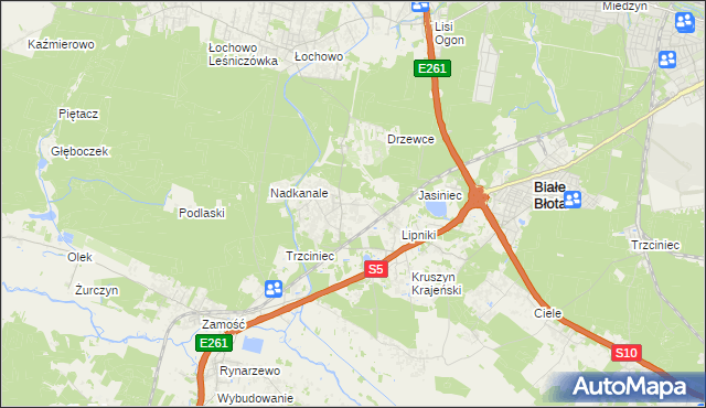 mapa Murowaniec gmina Białe Błota, Murowaniec gmina Białe Błota na mapie Targeo