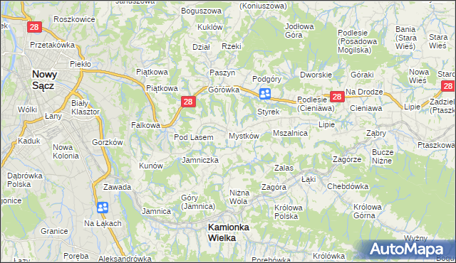 mapa Mystków, Mystków na mapie Targeo