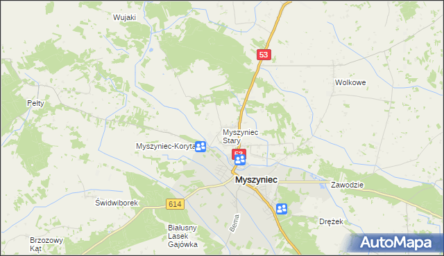 mapa Myszyniec Stary, Myszyniec Stary na mapie Targeo