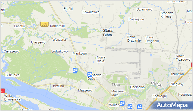 mapa Nowa Biała gmina Stara Biała, Nowa Biała gmina Stara Biała na mapie Targeo