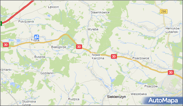 mapa Nowa Karczma gmina Siekierczyn, Nowa Karczma gmina Siekierczyn na mapie Targeo