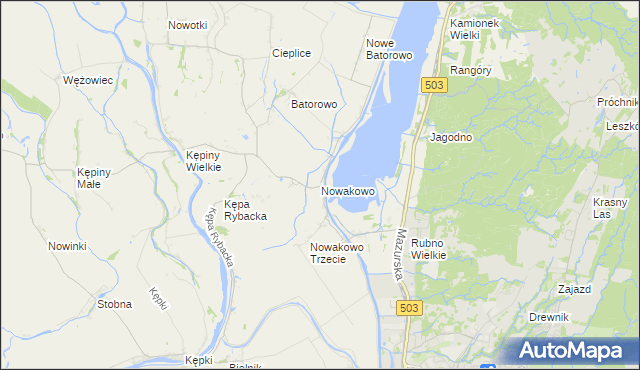 mapa Nowakowo gmina Elbląg, Nowakowo gmina Elbląg na mapie Targeo