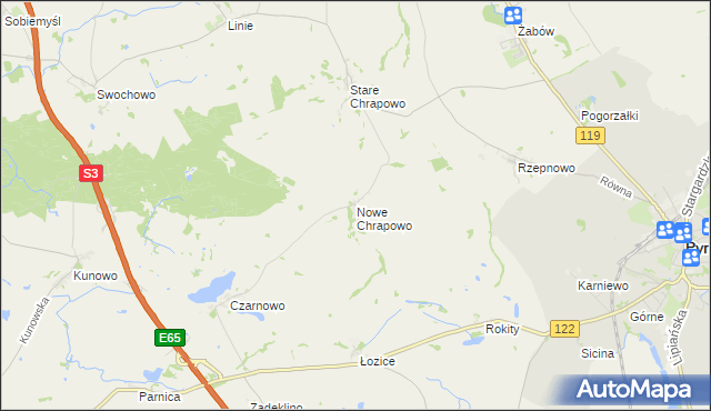 mapa Nowe Chrapowo, Nowe Chrapowo na mapie Targeo