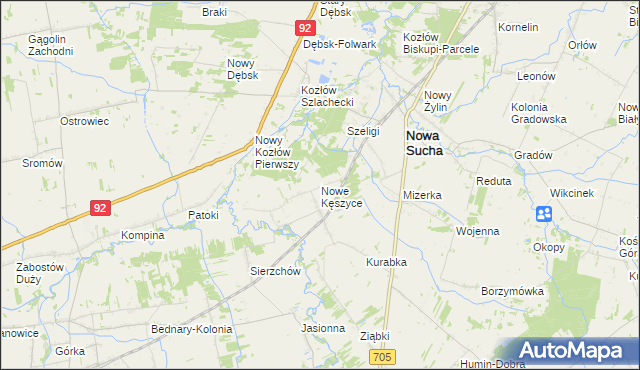 mapa Nowe Kęszyce, Nowe Kęszyce na mapie Targeo