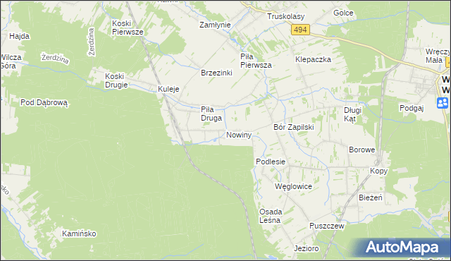 mapa Nowiny gmina Wręczyca Wielka, Nowiny gmina Wręczyca Wielka na mapie Targeo