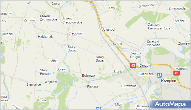 mapa Nowy Bugaj, Nowy Bugaj na mapie Targeo