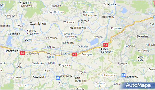 mapa Ochodza gmina Skawina, Ochodza gmina Skawina na mapie Targeo