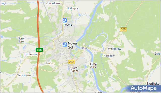 mapa Odra gmina Nowa Sól, Odra gmina Nowa Sól na mapie Targeo