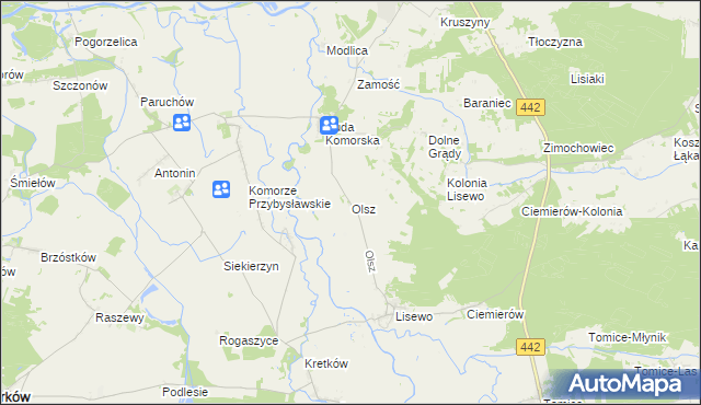 mapa Olsz, Olsz na mapie Targeo