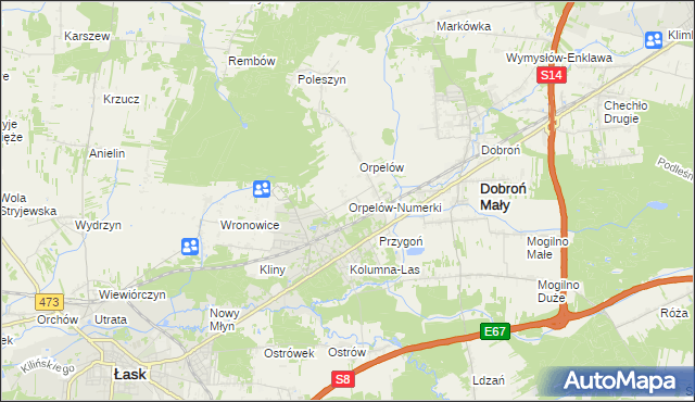 mapa Orpelów-Numerki, Orpelów-Numerki na mapie Targeo