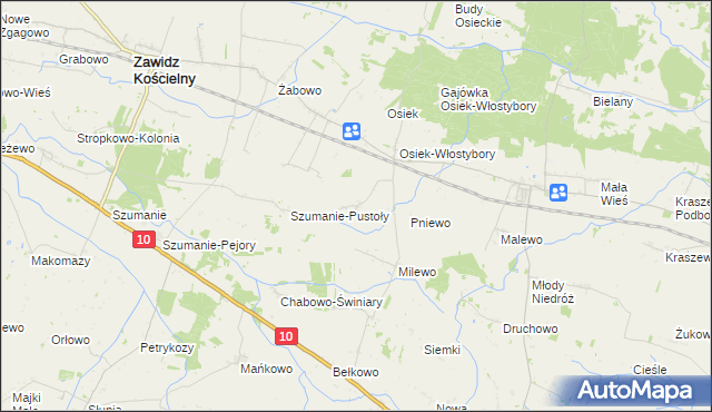 mapa Osiek Piaseczny, Osiek Piaseczny na mapie Targeo