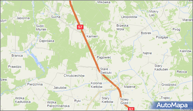 mapa Pągowiec gmina Stara Błotnica, Pągowiec gmina Stara Błotnica na mapie Targeo