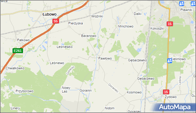 mapa Pawłowo gmina Czerniejewo, Pawłowo gmina Czerniejewo na mapie Targeo