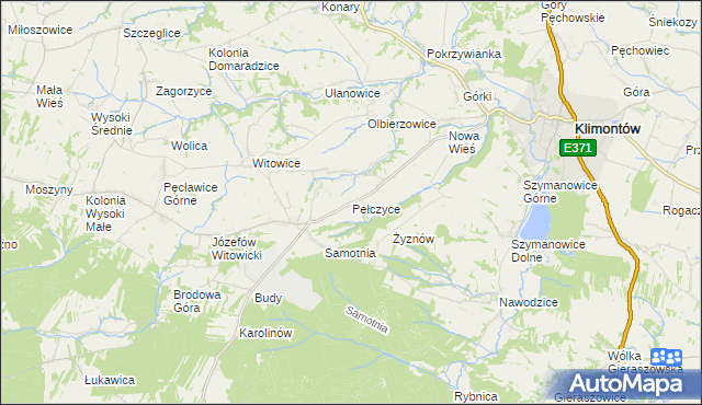 mapa Pełczyce gmina Bogoria, Pełczyce gmina Bogoria na mapie Targeo