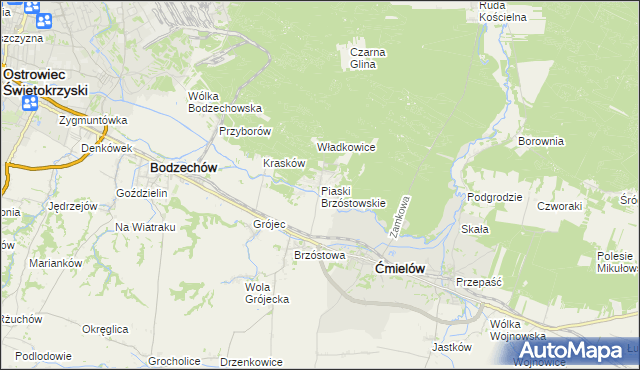 mapa Piaski Brzóstowskie, Piaski Brzóstowskie na mapie Targeo