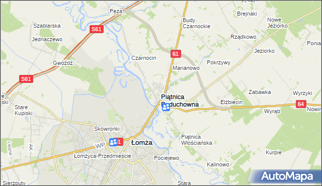 mapa Piątnica Poduchowna, Piątnica Poduchowna na mapie Targeo