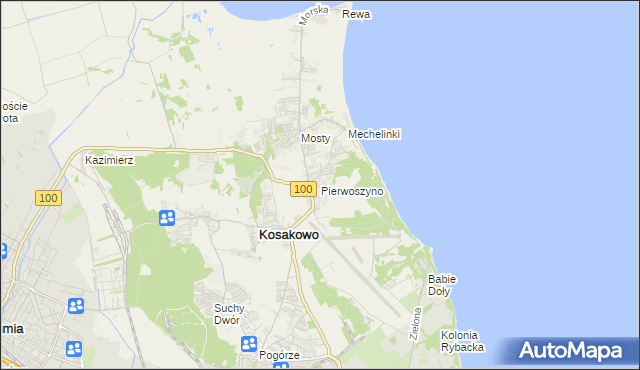 mapa Pierwoszyno, Pierwoszyno na mapie Targeo