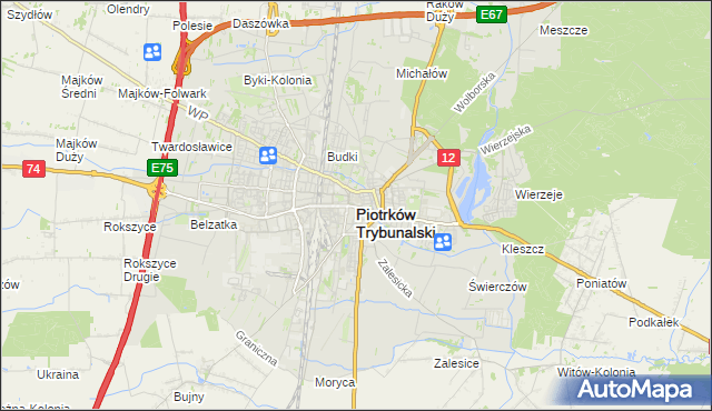 mapa Piotrków Trybunalski, Piotrków Trybunalski na mapie Targeo