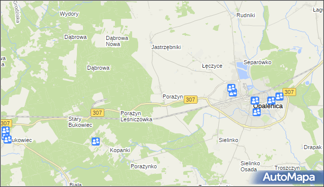 mapa Porażyn, Porażyn na mapie Targeo