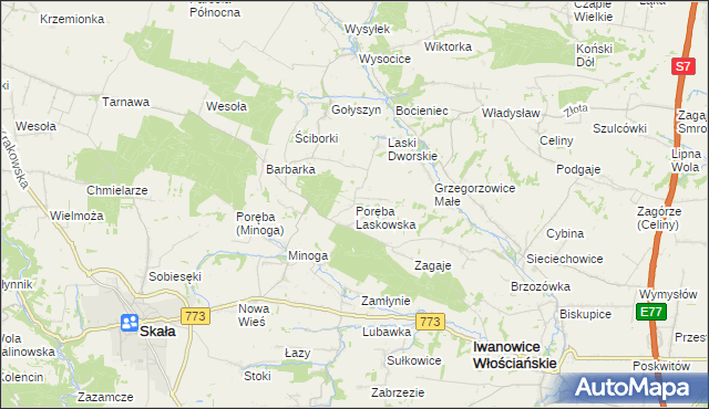 mapa Poręba Laskowska, Poręba Laskowska na mapie Targeo