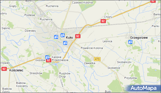 mapa Powiercie-Kolonia, Powiercie-Kolonia na mapie Targeo