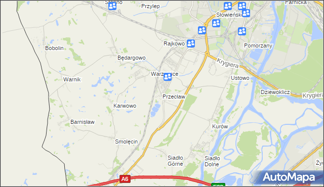 mapa Przecław gmina Kołbaskowo, Przecław gmina Kołbaskowo na mapie Targeo