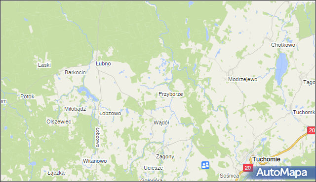 mapa Przyborze gmina Kołczygłowy, Przyborze gmina Kołczygłowy na mapie Targeo