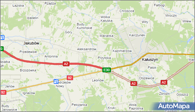 mapa Przytoka gmina Kałuszyn, Przytoka gmina Kałuszyn na mapie Targeo