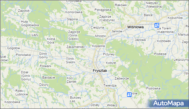 mapa Pułanki gmina Frysztak, Pułanki gmina Frysztak na mapie Targeo