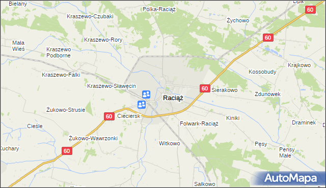 mapa Raciąż powiat płoński, Raciąż powiat płoński na mapie Targeo