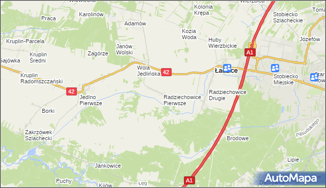 mapa Radziechowice Pierwsze, Radziechowice Pierwsze na mapie Targeo