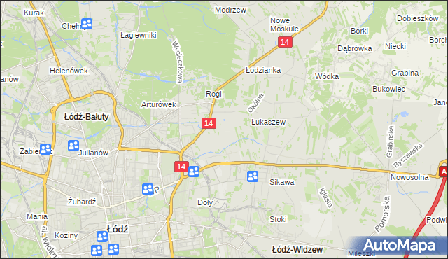 mapa Różki gmina Łódź, Różki gmina Łódź na mapie Targeo