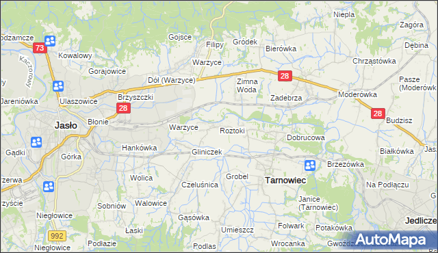 mapa Roztoki gmina Tarnowiec, Roztoki gmina Tarnowiec na mapie Targeo