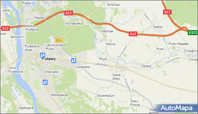 mapa Rudy gmina Końskowola, Rudy gmina Końskowola na mapie Targeo