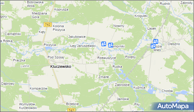 mapa Rzewuszyce, Rzewuszyce na mapie Targeo