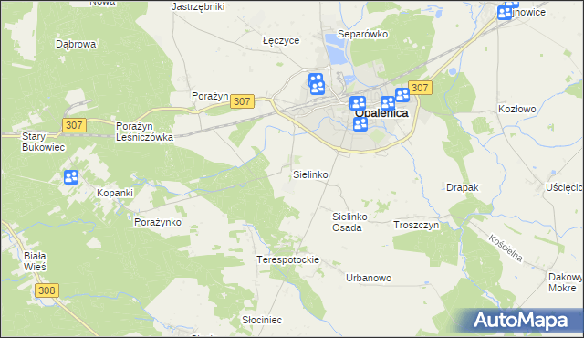 mapa Sielinko, Sielinko na mapie Targeo