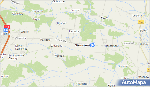 mapa Sieroszewice, Sieroszewice na mapie Targeo