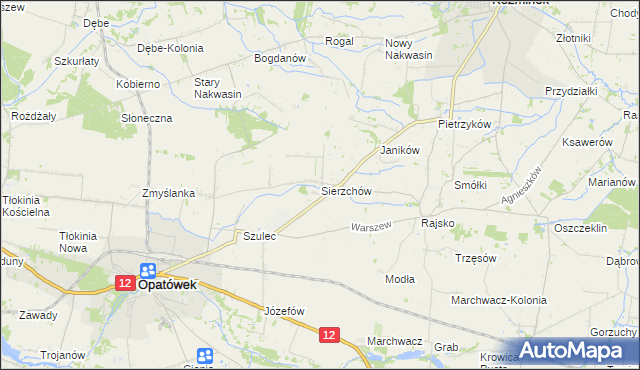 mapa Sierzchów gmina Opatówek, Sierzchów gmina Opatówek na mapie Targeo