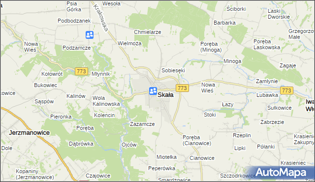 mapa Skała powiat krakowski, Skała powiat krakowski na mapie Targeo