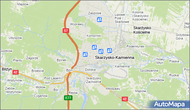 mapa Skarżysko-Kamienna, Skarżysko-Kamienna na mapie Targeo