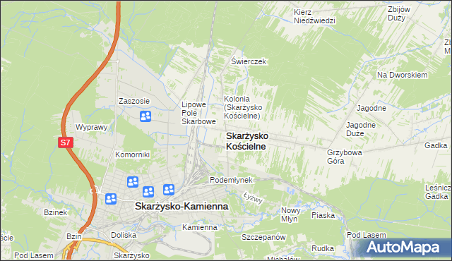 mapa Skarżysko Kościelne, Skarżysko Kościelne na mapie Targeo