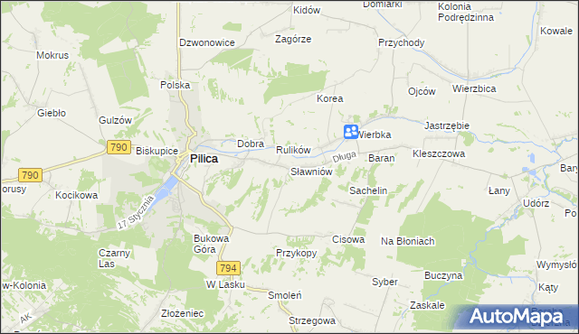 mapa Sławniów, Sławniów na mapie Targeo