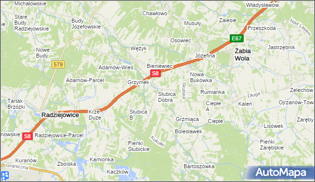 mapa Słubica Dobra, Słubica Dobra na mapie Targeo