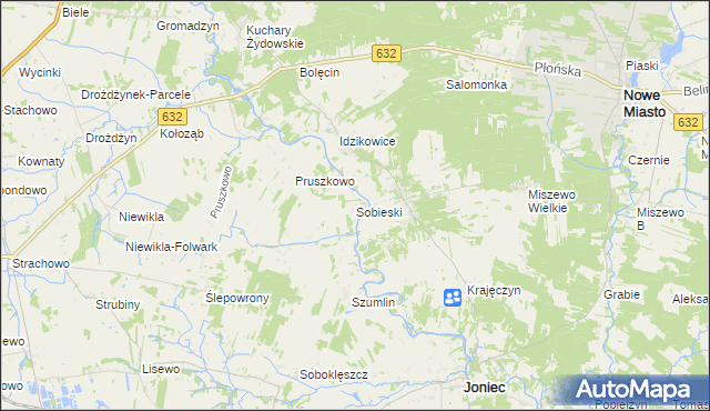 mapa Sobieski gmina Joniec, Sobieski gmina Joniec na mapie Targeo