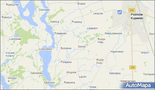 mapa Sokoły gmina Piotrków Kujawski, Sokoły gmina Piotrków Kujawski na mapie Targeo